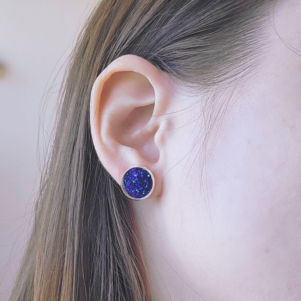 2 for $18❤️‍🔥Glittery Blue Resin Stud Earrings